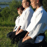 image of Aikidoka meditating