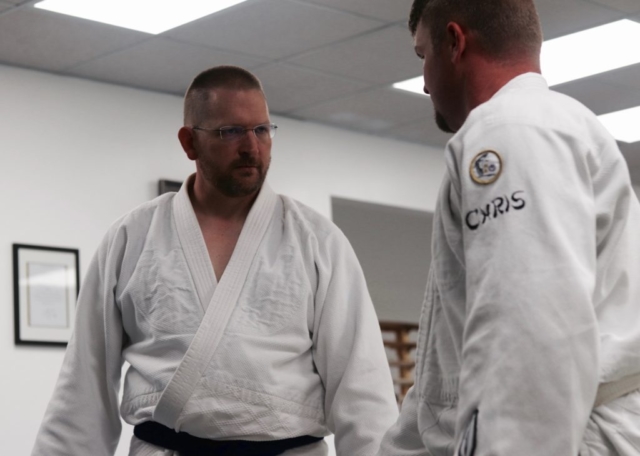 Chris training a St. Louis aikido student